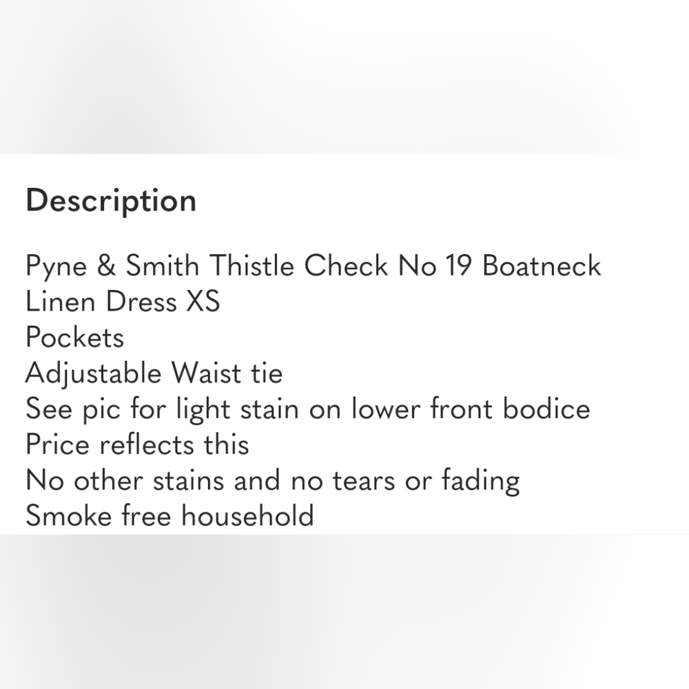 Pyne & Smith Thistle Check No 19 Boatneck Linen Dress XS - Picture 6 of 6
